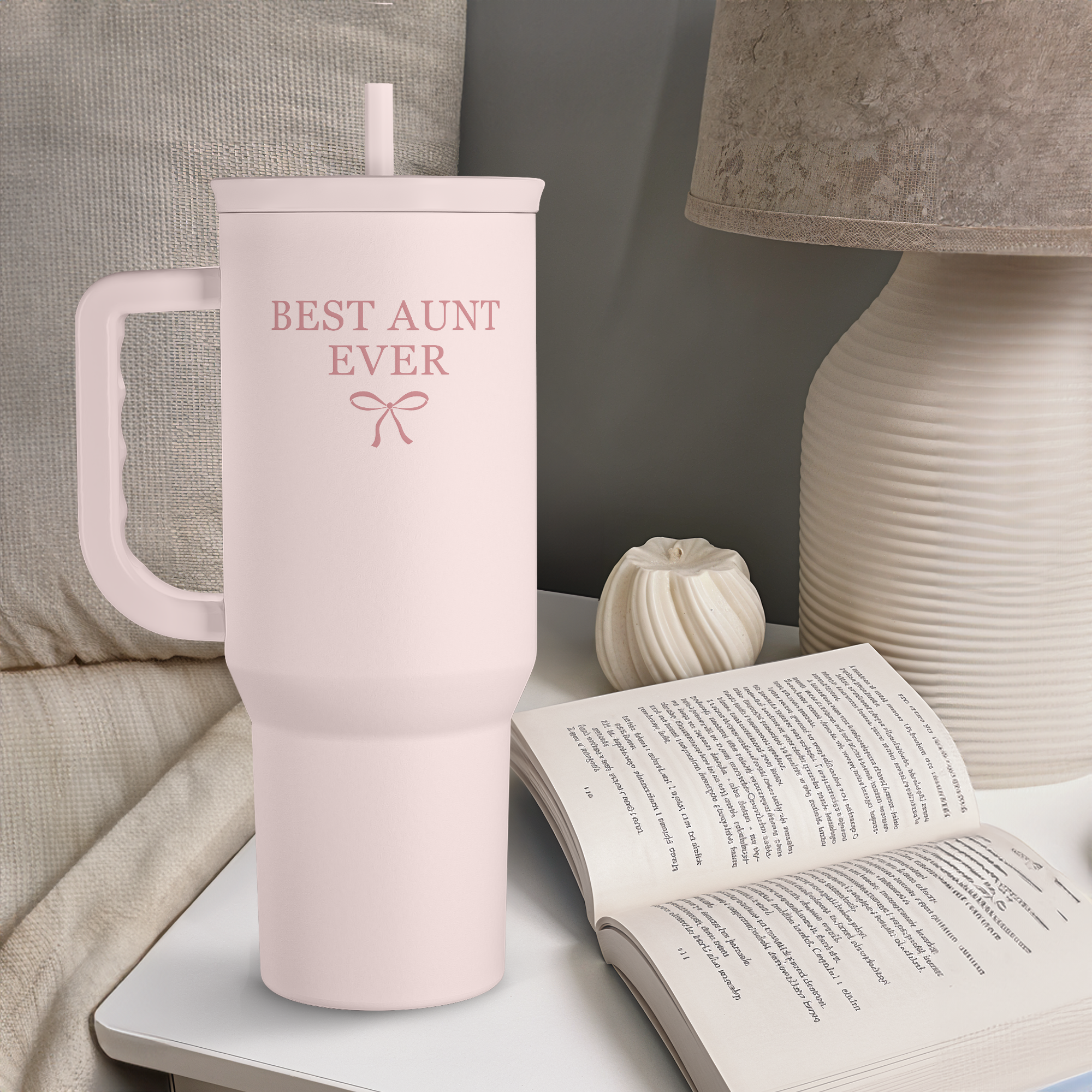 Gift for Aunt - Best Aunt Stainless Steel Tumbler with Handle, Travel Coffee Mug for Moms - Aunts Gifts for Birthday Christmas Mothers Day, 40oz